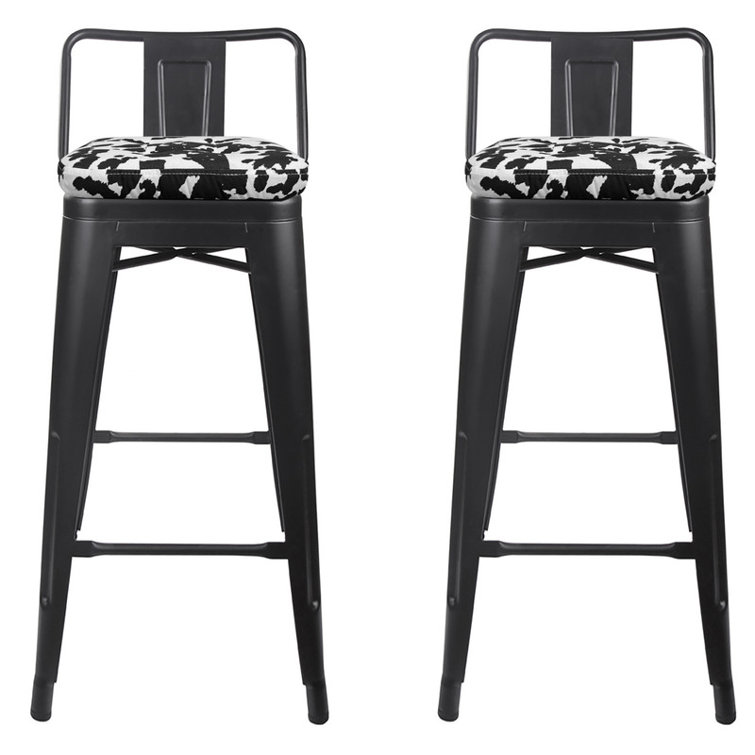 Williston 30Inch Milk Cow Seat Black Metal Bar Stool, set of 2